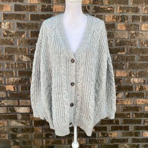 Jenni Kayne Cable Cocoon Cardigan Sweater Gray Size Large.